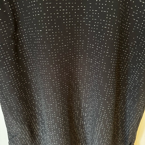 Eileen Fisher Black Morse Code Tencel Short Sleeve Flowy Boxy Blouse Size 10 - Picture 4 of 10